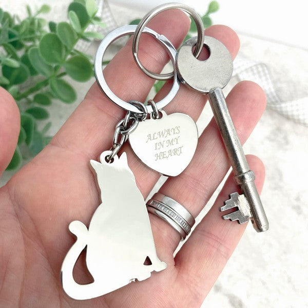 Oh So Precious Cat & Charm Keyring Cute Cat-Themed Accessory for Bags & Keys Gift for Cat Lovers