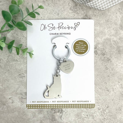 Oh So Precious Cat & Charm Keyring Cute Cat-Themed Accessory for Bags & Keys Gift for Cat Lovers