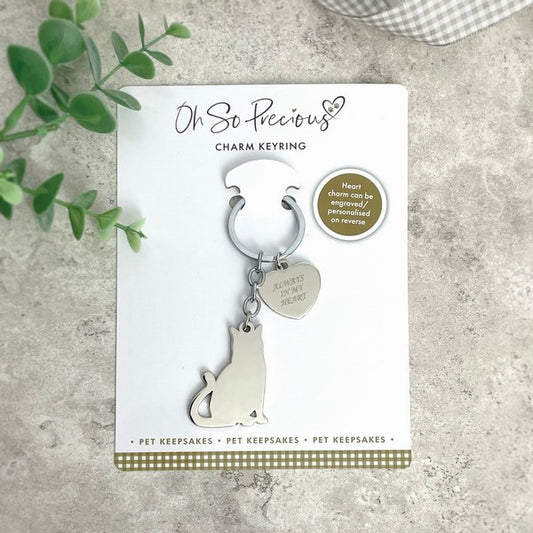 Oh So Precious Cat & Charm Keyring Cute Cat-Themed Accessory for Bags & Keys Gift for Cat Lovers