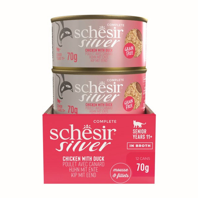 Schesir Silver M&S Older Cat Chick & Duck 70g