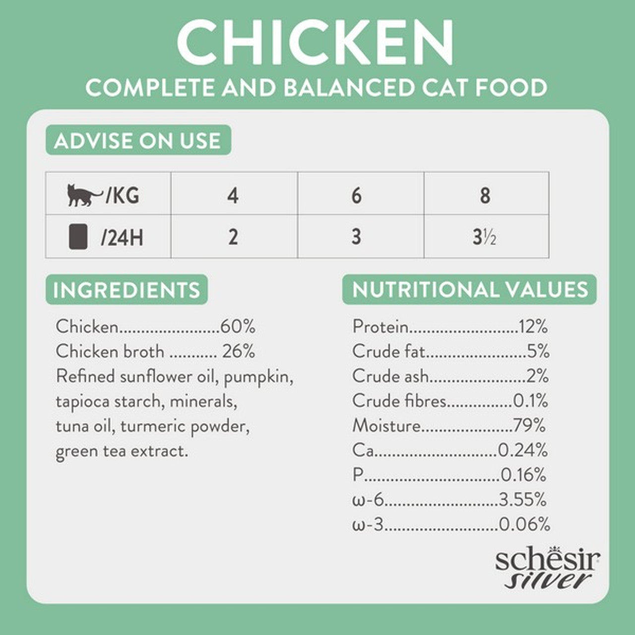 Schesir Silver Wholefood Older Cat Chicken 70g