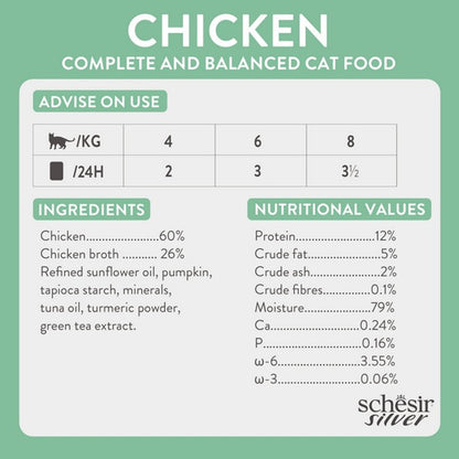 Schesir Silver Wholefood Older Cat Chicken 70g