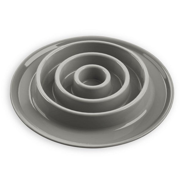 Tarhong Slow Chow™ Concentric Circle Dog Feeder Bowl Interactive Slow Feed Pet Bowl for Healthy Eating Gray