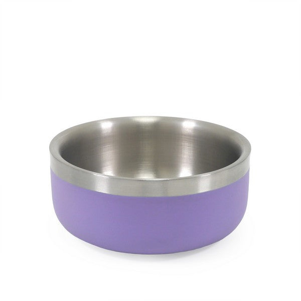 Rosewood Double Wall Stainless Steel Pet Bowl Spill-Resistant, Insulated Lilac