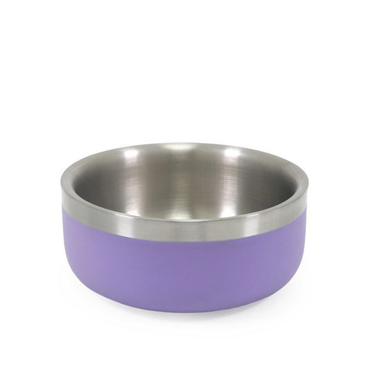 Rosewood Double Wall Stainless Steel Pet Bowl Spill-Resistant, Insulated Lilac