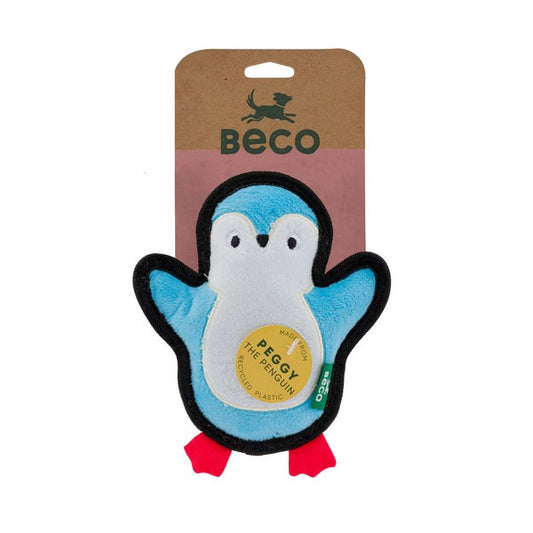 Beco Recycled Dog Toy Rough and Tough Penguin Small Eco-Friendly Durable Chew Toy for Dogs