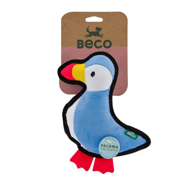 Beco Recycled Dog Toy Rough and Tough Puffin Medium Durable Chew Toy for Dogs