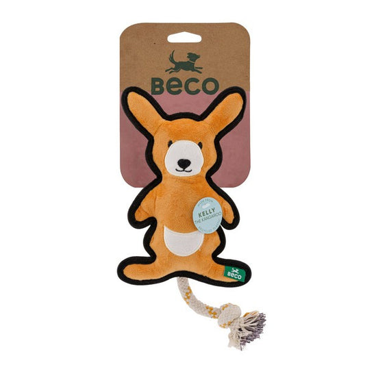 Beco Recycled Rough & Tough Kangaroo Dog Toy Medium Durable Eco-Friendly Chew Toy for Dogs