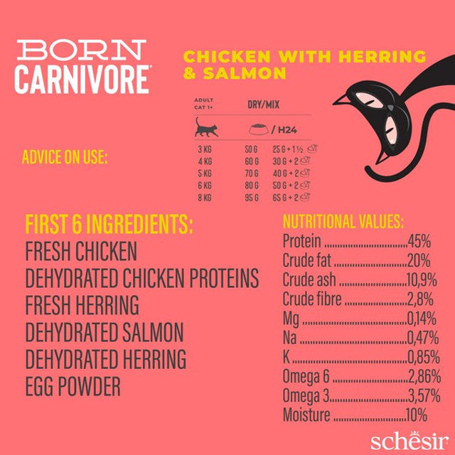 Schesir Dry Born Carnivore Chicken & Herring Adult 255g Case of 8