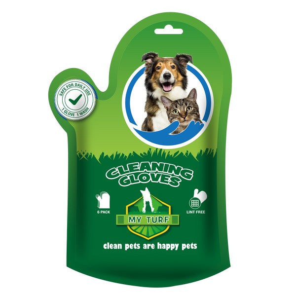 My Turf Pet Cleaning Gloves Lint & Hair Remover, Grooming Massage Gloves, 25x22cm, 6pcs