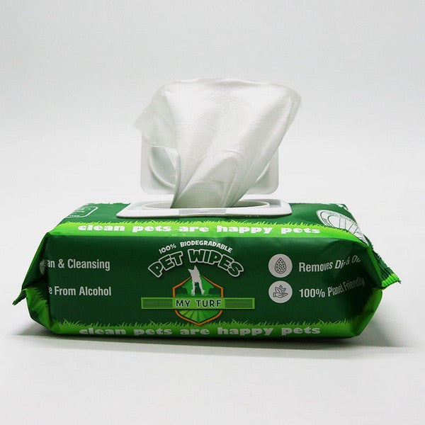 My Turf Biodegradable Pet Wipes 100% Natural, Eco-Friendly Dog & Cat Cleaning Wipes, 15x20cm, 100 pcs per Bag