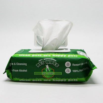 My Turf Biodegradable Pet Wipes 100% Natural, Eco-Friendly Dog & Cat Cleaning Wipes, 15x20cm, 100 pcs per Bag
