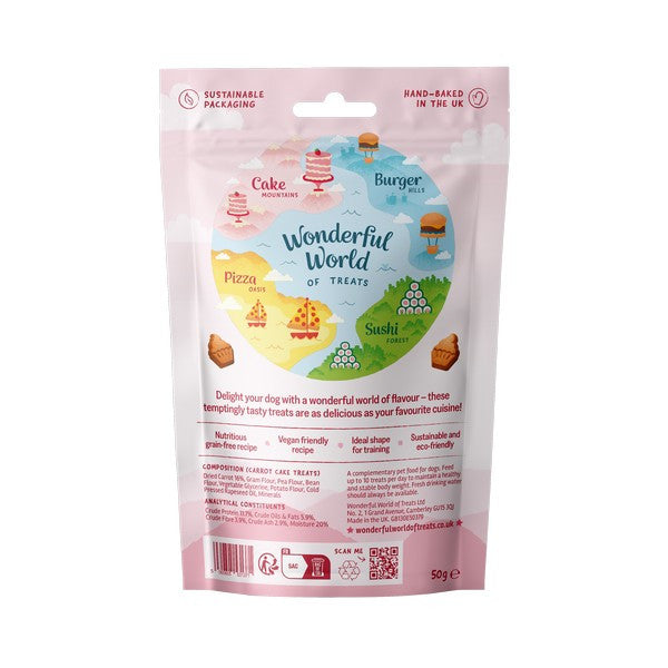 WWOT Carrot Cake Dog Treats 50g Natural Healthy Chewy Snack for Dogs Pack of 12