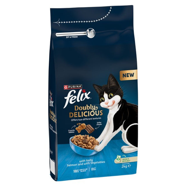 Felix Doubly Delicious Salmon & Vegetables Dry Cat Food 2kg