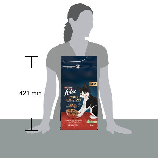 Felix Doubly Delicious Beef Chickenn & Vegetables Dry Cat Food 2kg