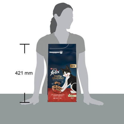 Felix Doubly Delicious Beef Chickenn & Vegetables Dry Cat Food 2kg