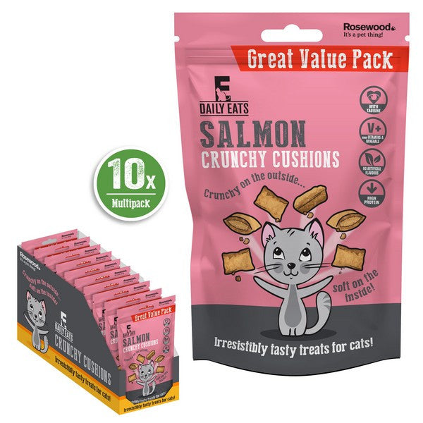 Rosewood Crunchy Salmon Cat Treats Premium Natural Cat Snacks, Cushion Value Pack 200g