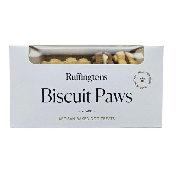 Ruffingtons Biscuit Paws Dog Treats 4-Pack Crunchy Snack for Puppies & Dogs