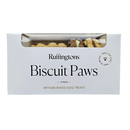 Ruffingtons Biscuit Paws Dog Treats 4-Pack Crunchy Snack for Puppies & Dogs