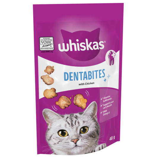 WHISKAS Dentabites Cat Treats with Chicken 40g