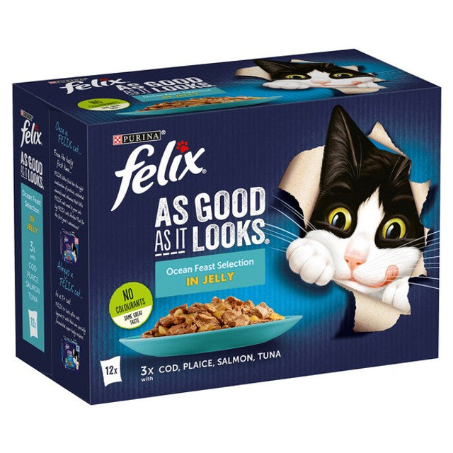 Felix As Good As it Looks Ocean Feasts Wet Cat Food 12x85g Case of 4