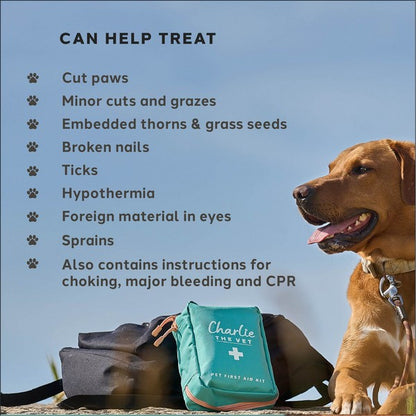 Charlie The Vet Pet First Aid Kit  Emergency Care Supplies for Dogs & Cats Compact Travel-Friendly Kit
