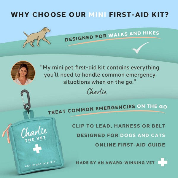 Charlie The Vet Mini Pet First Aid Kit Emergency Pet Care Supplies for Dogs & Cats Compact Travel-Friendly Kit