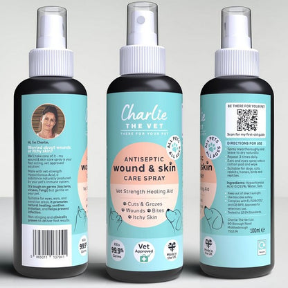 Charlie The Vet Antiseptic Wound & Skin Care Spray for Pets & Livestock 100ml Multi-Animal Healing & Skin Protection