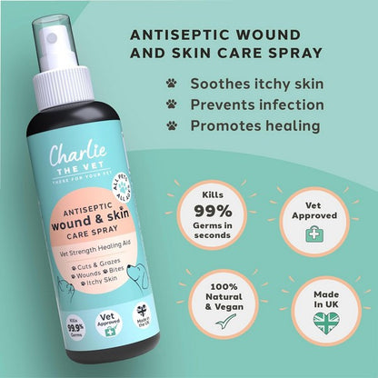 Charlie The Vet Antiseptic Wound & Skin Care Spray for Pets & Livestock 100ml Multi-Animal Healing & Skin Protection