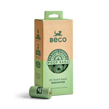 Beco Unscented Recycled Dog Poop Bags Eco-Friendly Leak-Proof Pet Waste Bags, 315 Count Pack