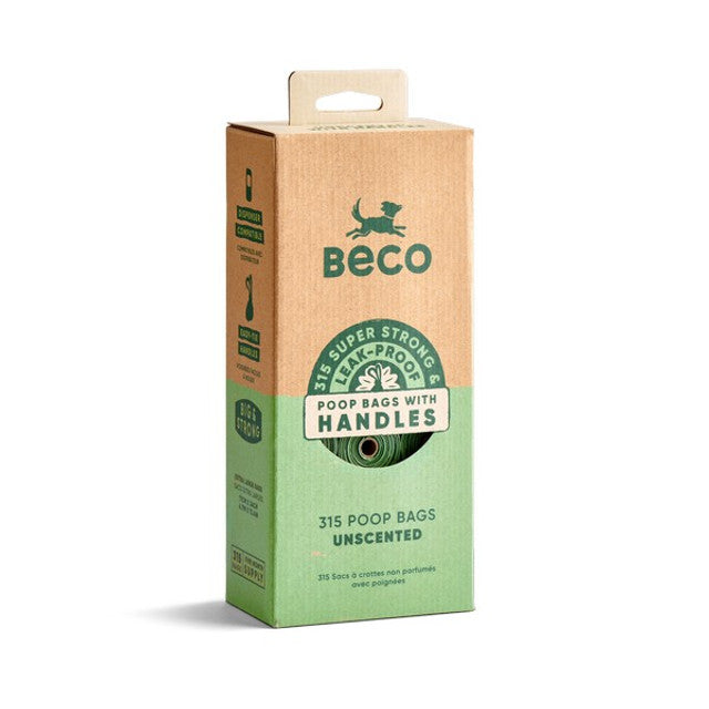 Beco Unscented Recycled Dog Poop Bags with Handles Eco-Friendly Pet Waste Bags, 315 Pack
