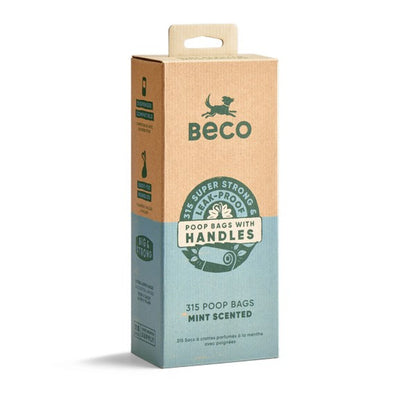Beco Large Dog Poop Bags with Handles Mint Scented, Extra Strong Leak-Proof Pet Waste Bags, 315 Pack