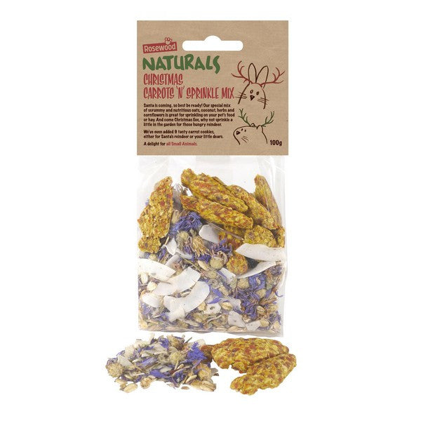 Rosewood Christmas Carrots 'n' Sprinkle Mix 100g Festive Holiday Treats for Pets