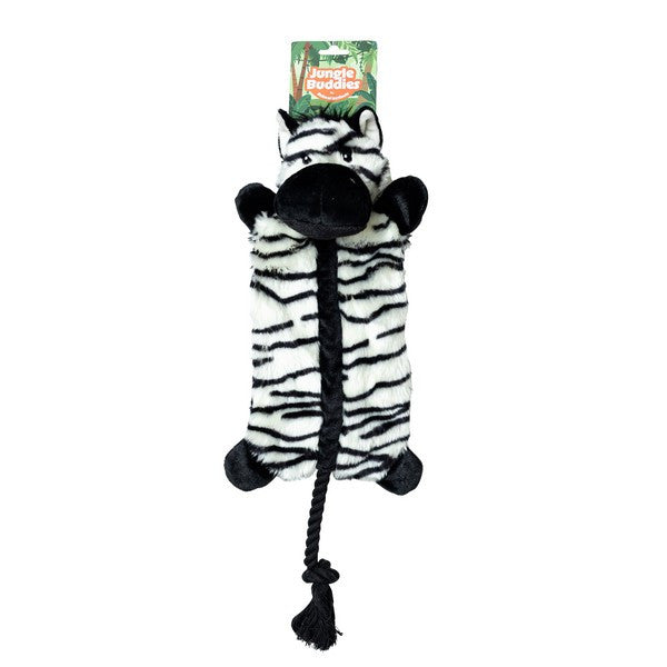 Animal Instincts Jungle Buddies Plush Zebra Toy with Rope Soft Chew & Interactive Pet Toy for Dogs