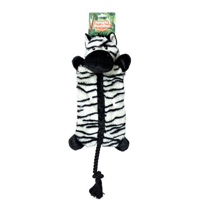 Animal Instincts Jungle Buddies Plush Zebra Toy with Rope Soft Chew & Interactive Pet Toy for Dogs