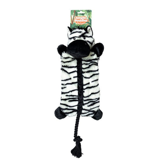 Animal Instincts Jungle Buddies Plush Zebra Toy with Rope Soft Chew & Interactive Pet Toy for Dogs