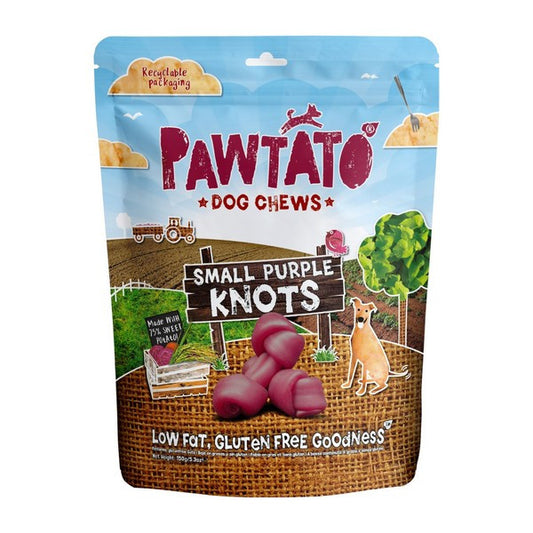 Pawtato Purple Knots Healthy Dog Chews Natural Treats for Dogs, 150g Pack of 6