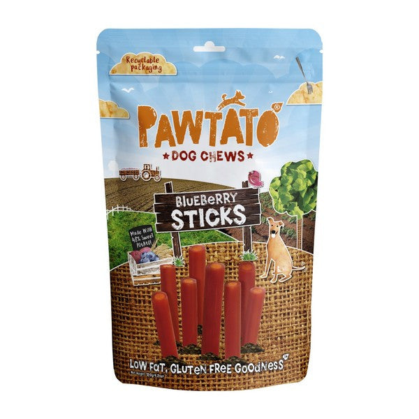 Pawtato Sticks Blueberry Dog Treats 120g Healthy Chewy Snack Cse 6
