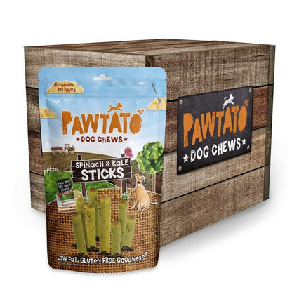 Pawtato Healthy Dog Sticks with Spinach & Kale Natural Veggie Dog Treats 120g Case of 6