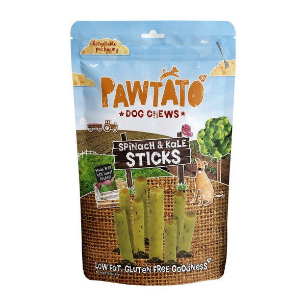 Pawtato Healthy Dog Sticks with Spinach & Kale Natural Veggie Dog Treats 120g Case of 6