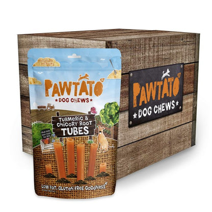 Pawtato Tubes Natural Dog Treats Turmeric & Chicory Root 90g, Case of 6