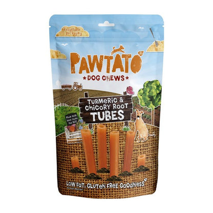 Pawtato Tubes Natural Dog Treats Turmeric & Chicory Root 90g, Case of 6