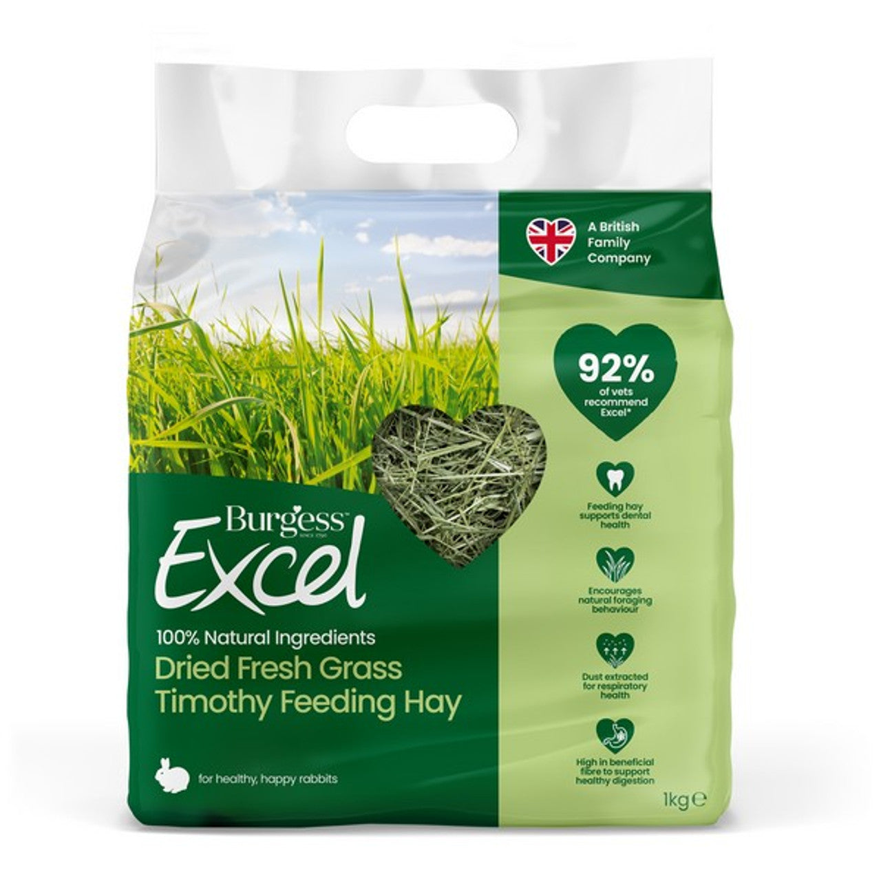 Burgess Excel Dried Fresh Grass Timothy Feeding Hay 1kg