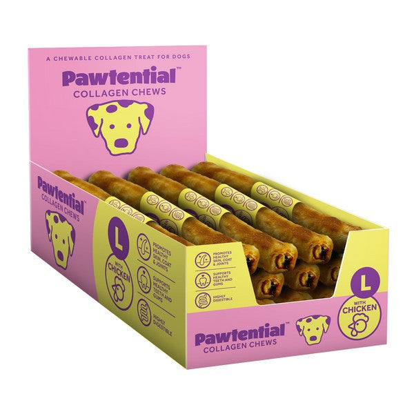 Pawtential Collagen Chew Large Dog Treats Chicken Flavour, High-Protein Dental Chew, 110g