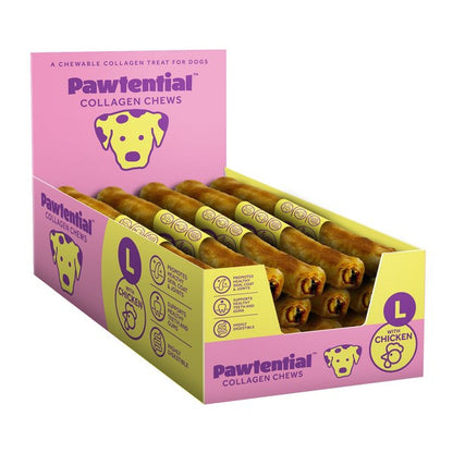 Pawtential Collagen Chew Large Dog Treats Chicken Flavour, High-Protein Dental Chew, 110g