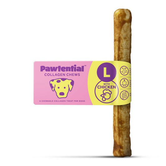 Pawtential Collagen Chew Large Dog Treats Chicken Flavour, High-Protein Dental Chew, 110g
