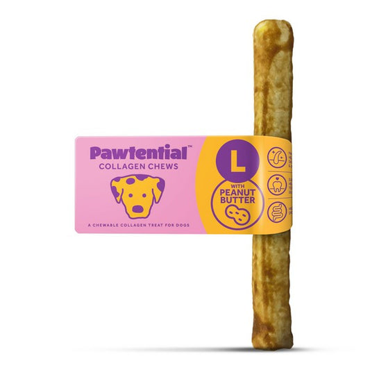 Pawtential Collagen Chew for Dogs Peanut Flavour, Large 110g Healthy Dental & Joint Support Treat