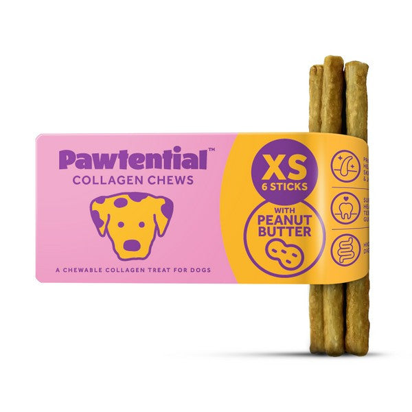 Pawtential Collagen Chew XS Dog Treats Peanut Flavour, 6 Sticks, Supports Joints & Skin Health