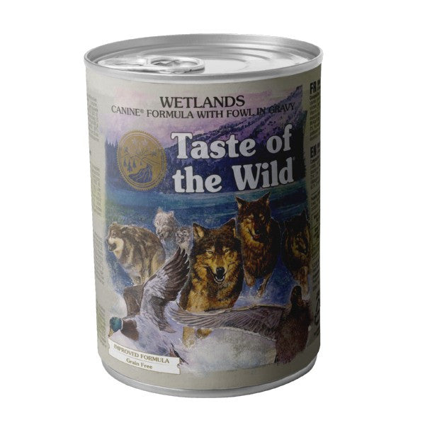 Taste of the Wild Wetlands Wet Dog Food Grain-Free Canned Canine Formula in Gravy 12 x 390g