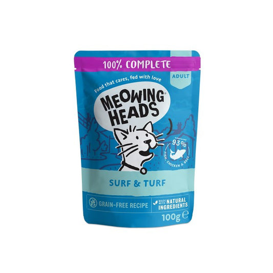 Meowing Heads Supurr Surf & Turf Cat Food 100g Premium Grain-Free Wet Food Case of 10